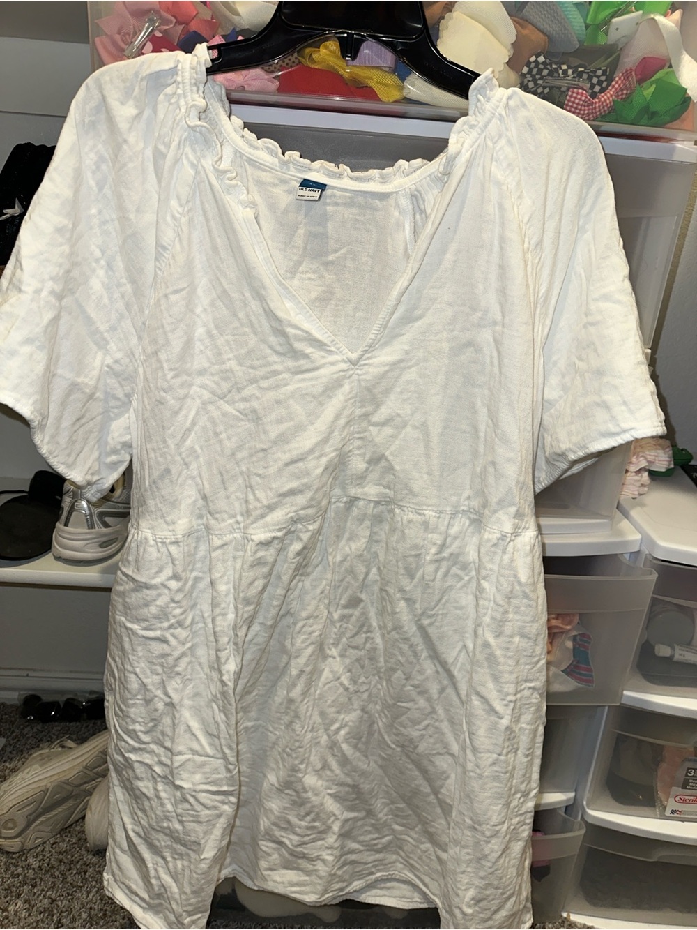 White V-Neck Cotton dress